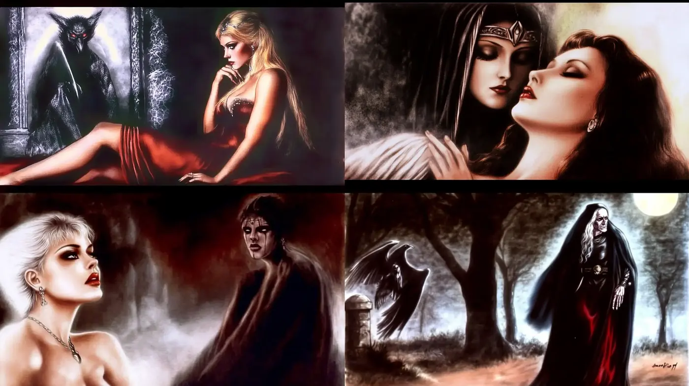 Gothic Romance and Mystique in Dark, Lush Tones - Midjourney sref style