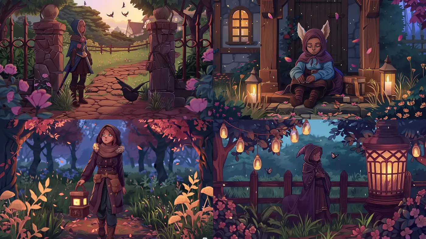 Enchanted Twilight Garden: A Harmonious Blend of Nature and Magic - Midjourney sref style
