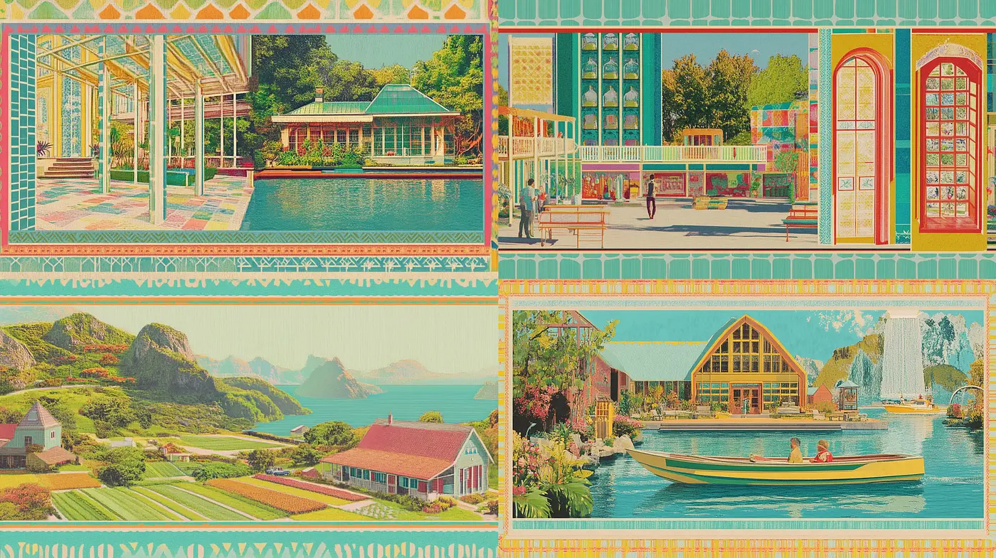 Harmonious Nostalgia: Serene Pastel Landscapes and Structures - Midjourney sref style