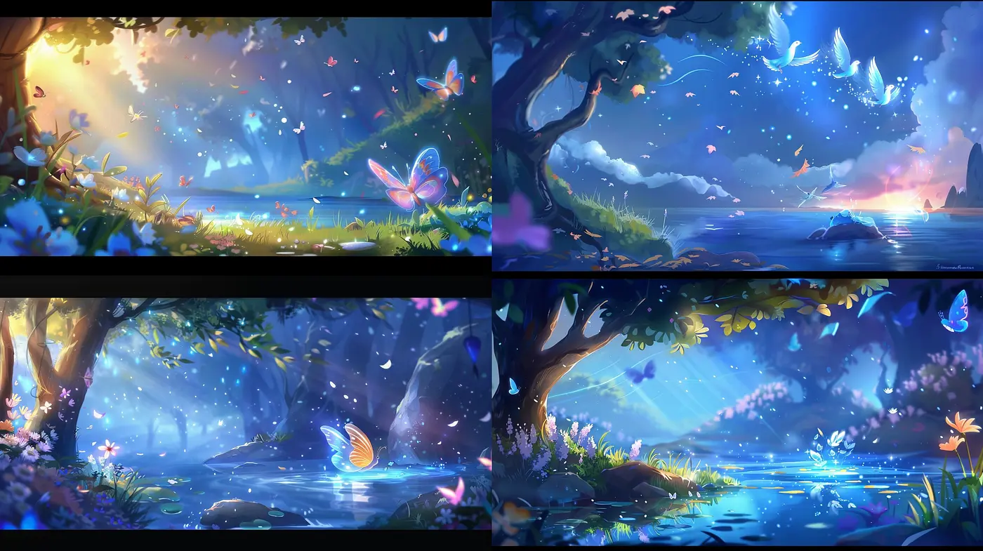 Enchanted Twilight: A Vivid and Ethereal Dreamscape in Artistic Harmony - Midjourney sref style