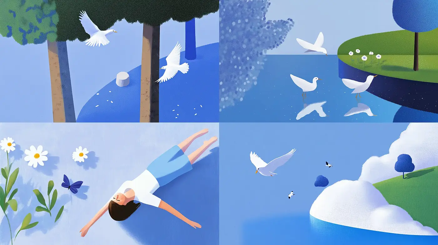 Serene Skies and Tranquil Blues: A Homage to Calmness in Digital Illustration - Midjourney sref style
