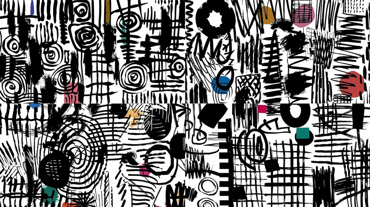 Dynamic Abstract Composition with Bold Textures and Geometric Shapes - Midjourney sref style