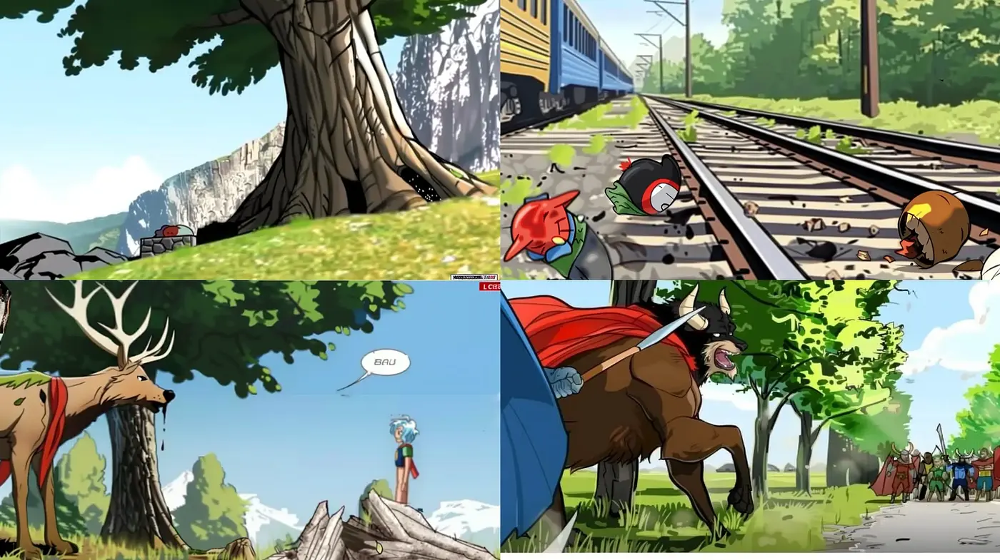 Dynamic Comic Book Elegance with Nature and Adventure Motifs - Midjourney sref style