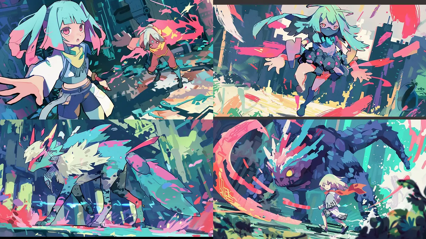Abstract Expressionism Meets Anime Energetic Fusion - Midjourney sref style