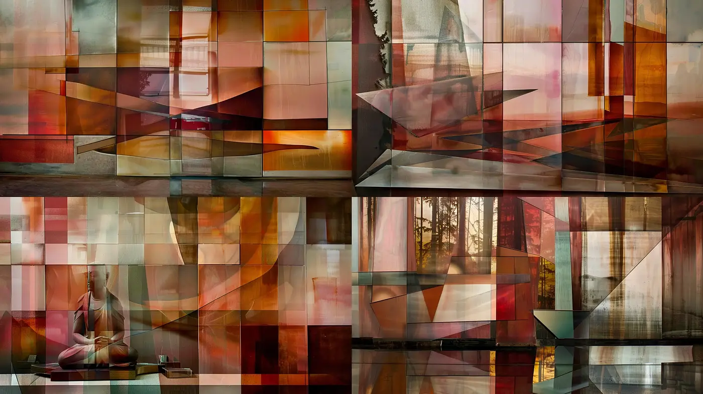 Abstract Geometric Mosaic in Warm Sepia Tones - Midjourney sref style