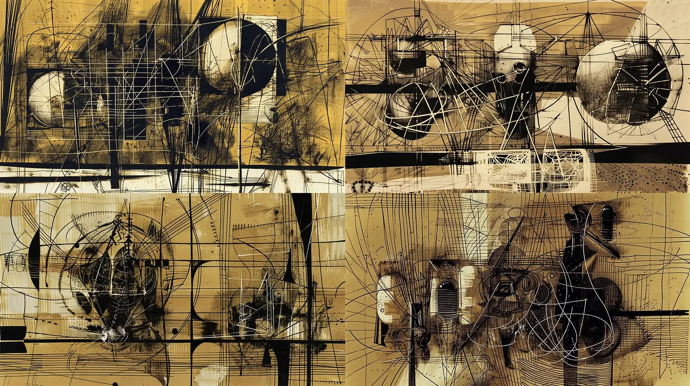 Abstract Geometric Harmony in Sepia Tones - Midjourney sref style