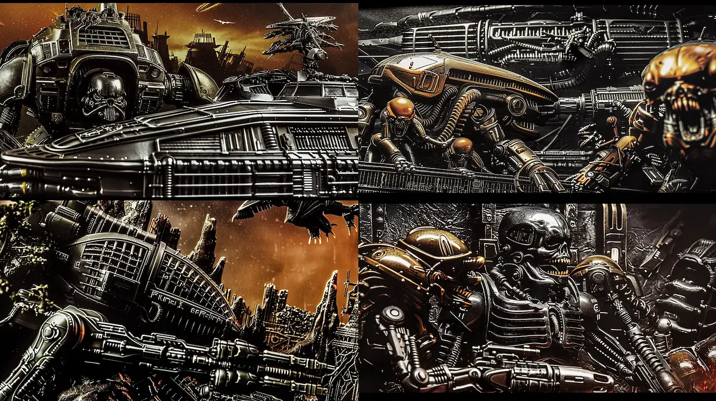 Futuristic Mechanical Aesthetic with Industrial Overtones and Dark Undertones - Midjourney sref style