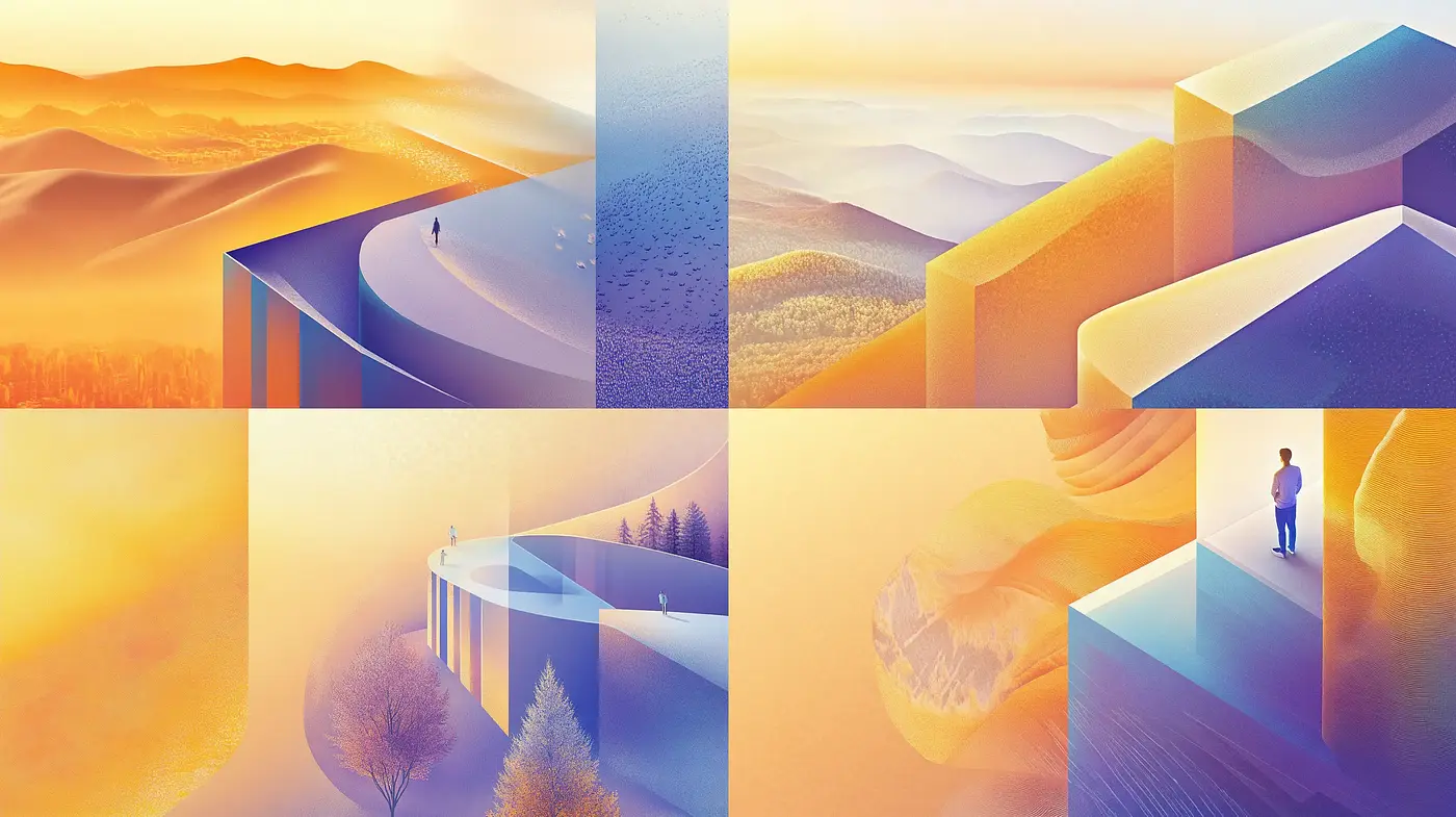 Warm Ambient Hues in Surreal Landscape Vistas - Midjourney sref style