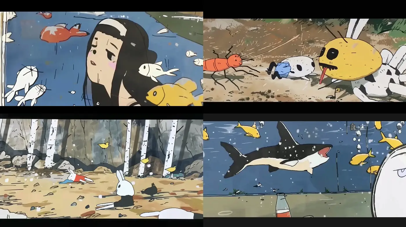 Whimsical Aquatic Anime-Inspired Illustrations - Midjourney sref style