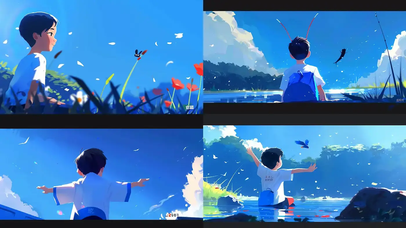Whimsical Youthful Serenity in Lush Nature - Midjourney sref style