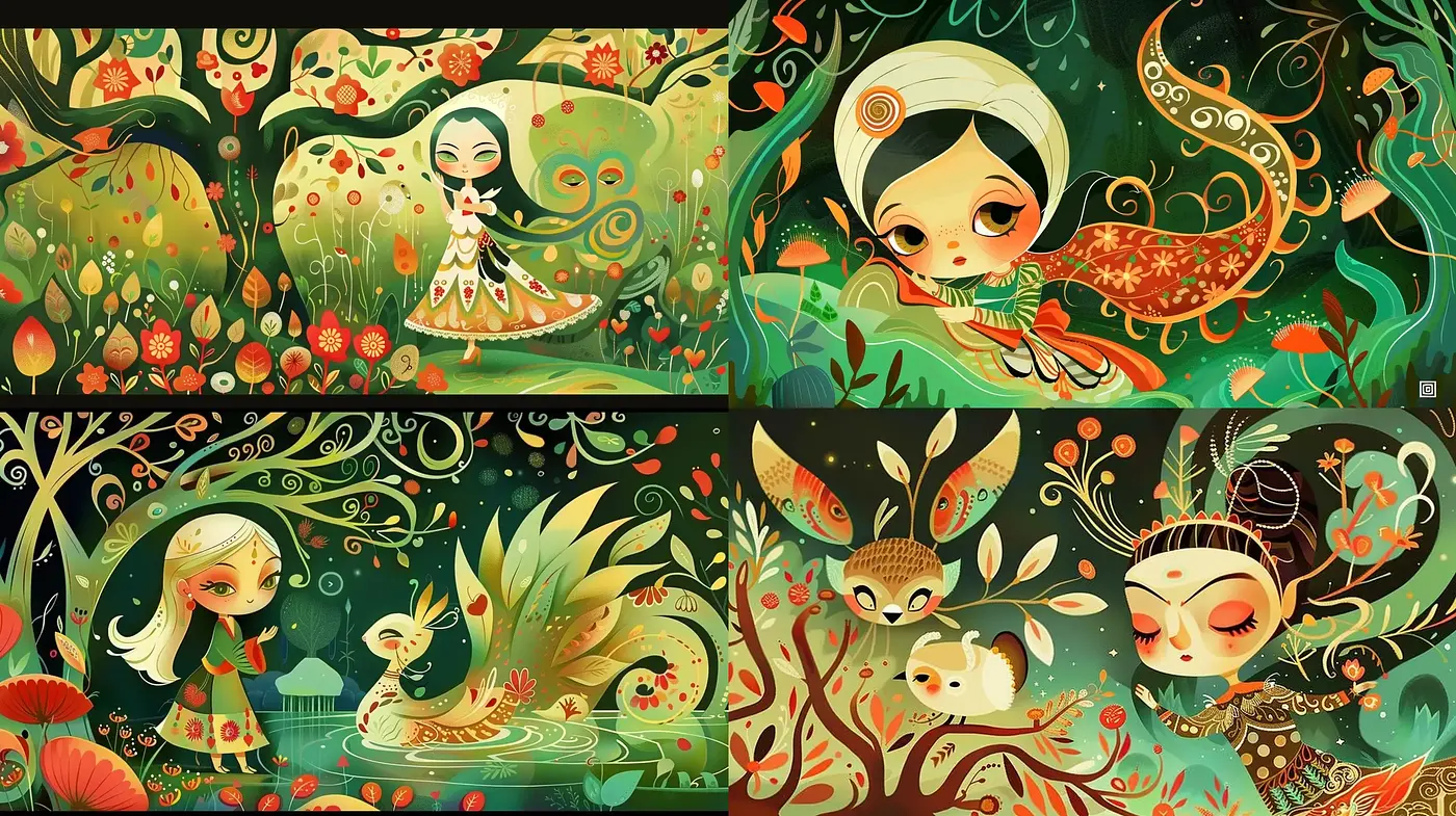 Enchanted Forest Whimsy: A Fusion of Natural and Fantastical Elements - Midjourney sref style