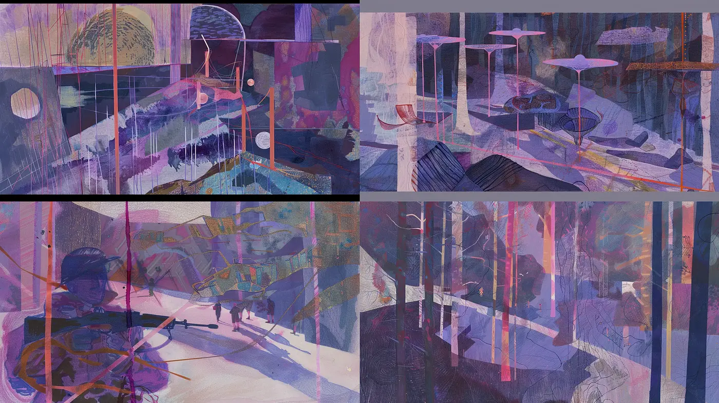 Ethereal Cubist Dreamscape with Hues of Surrealism - Midjourney sref style