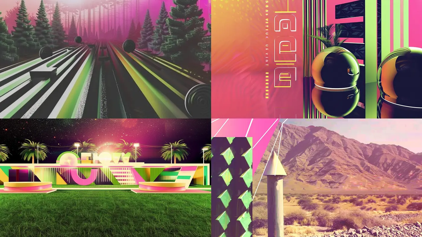 Vibrant Retrofuturism: A Synthesis of Neon Nights and Digital Dreams - Midjourney sref style