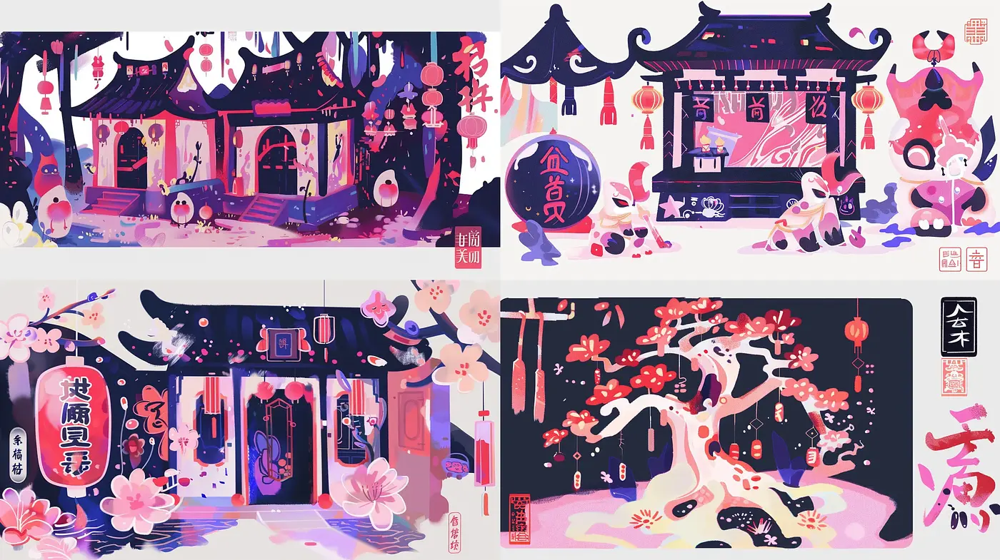 Serene East Asian Inspired Digital Storybook Illustrations - Midjourney sref style