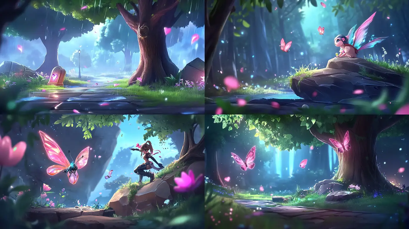 Enchanted Forest Dreamscape in Luminescent Pastels - Midjourney sref style