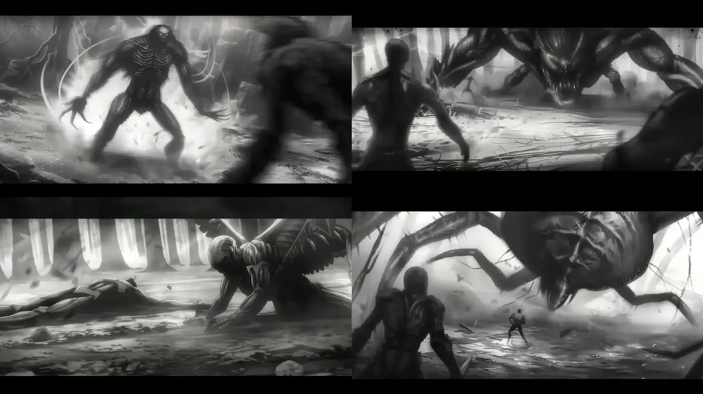 Monochromatic Cinematic Drama of Colossal Proportions - Midjourney sref style
