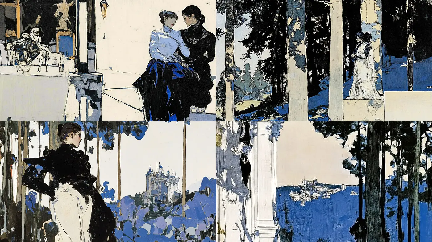 Elegy of Dappled Shadows: A Homage to Graphic Expressionism - Midjourney sref style