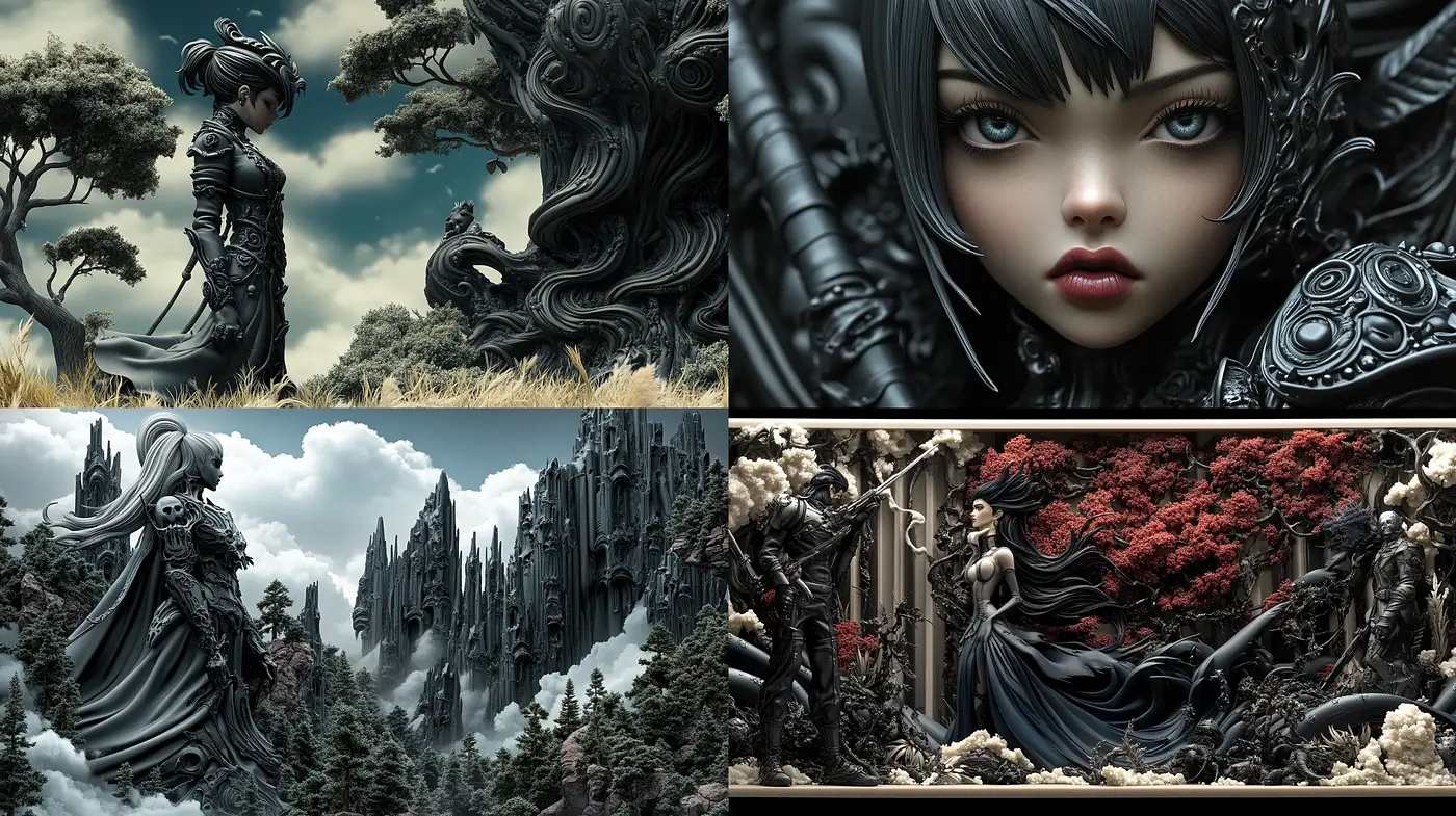 Ethereal Gothic Fantasy with Baroque Influences and Surrealist Overtones - Midjourney sref style