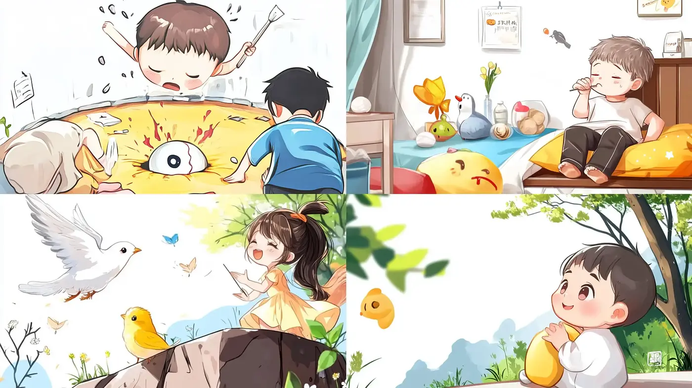 Cheerful Whimsy in Brushstrokes: A Joyful Anime-Inspired Artistic Fusion - Midjourney sref style