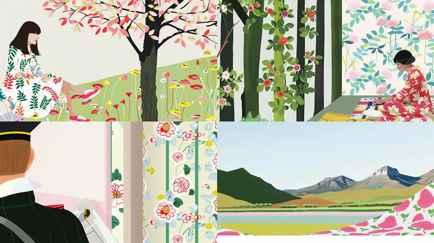 Serenity in Simplicity: A Floral Fantasy in Flat Color Fields - Midjourney sref style