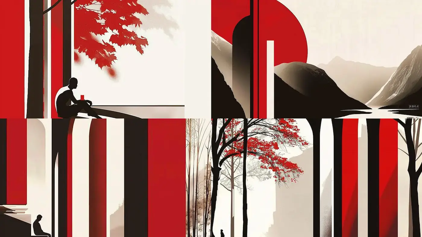 Harmonious Minimalism with a Bold Color Palette - Midjourney sref style