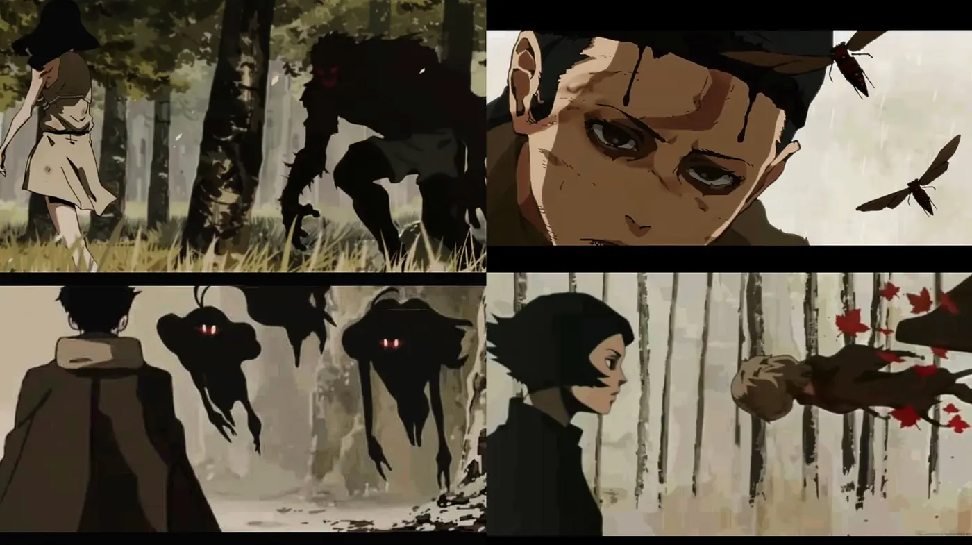 Mysterious Elegance in Monochrome: A Study of Shadows and Solitude in Stylized Animation - Midjourney sref style