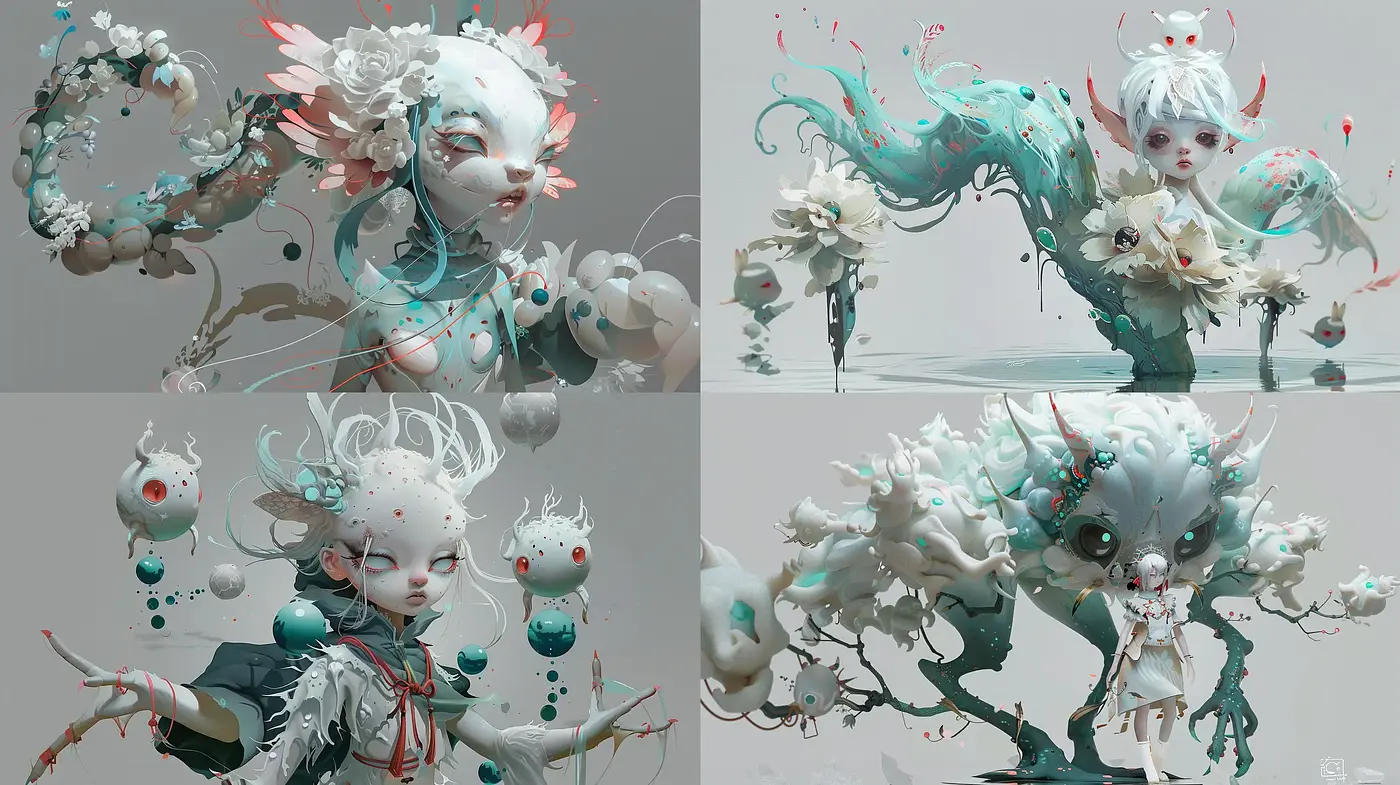 Ethereal Dreamscapes with Surrealist Influence and Organic Fluidity - Midjourney sref style