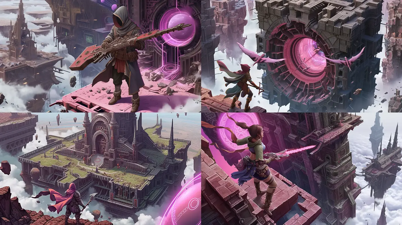 Ethereal Fantasy Ruins with Surreal Architecture and Ambient Glow - Midjourney sref style