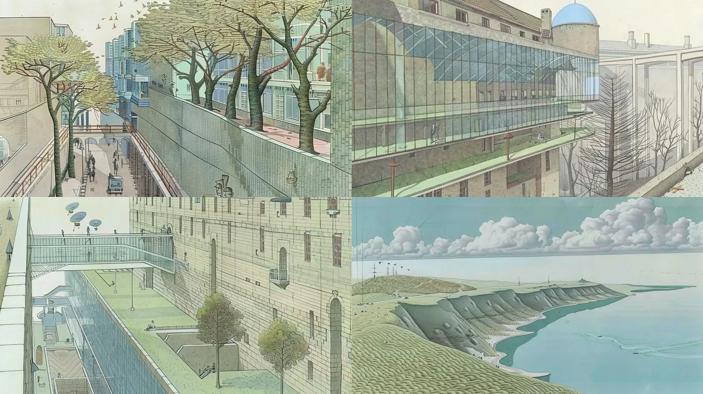 Serene Pastel Horizons - An Ode to Subdued Tones and Dreamlike Serenity in Modern Contexts - Midjourney sref style