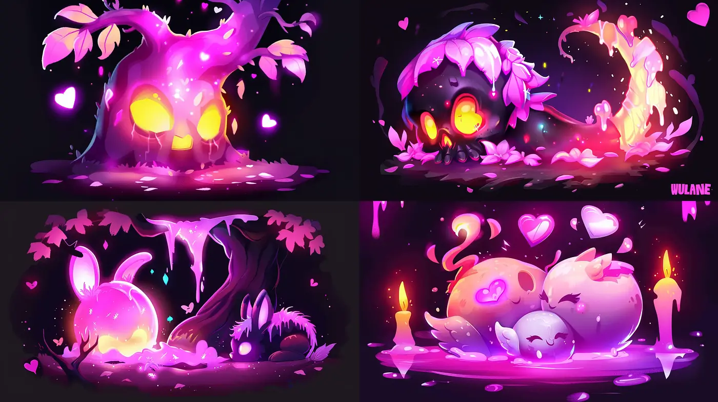 Enchanted Nocturnal Landscape with Luminous Magic - Midjourney sref style