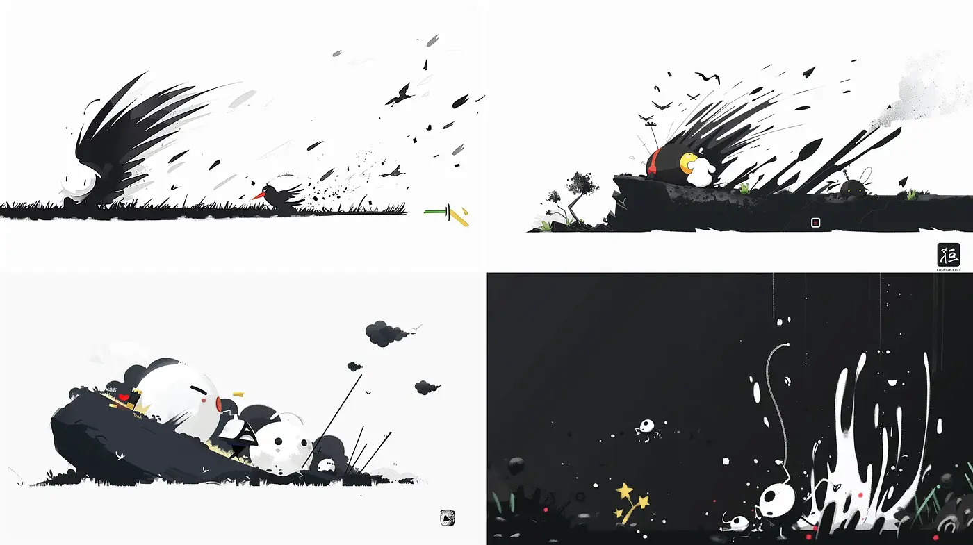 Dynamic Splatter and Streaks with Monochrome and Accents Art Style - Midjourney sref style