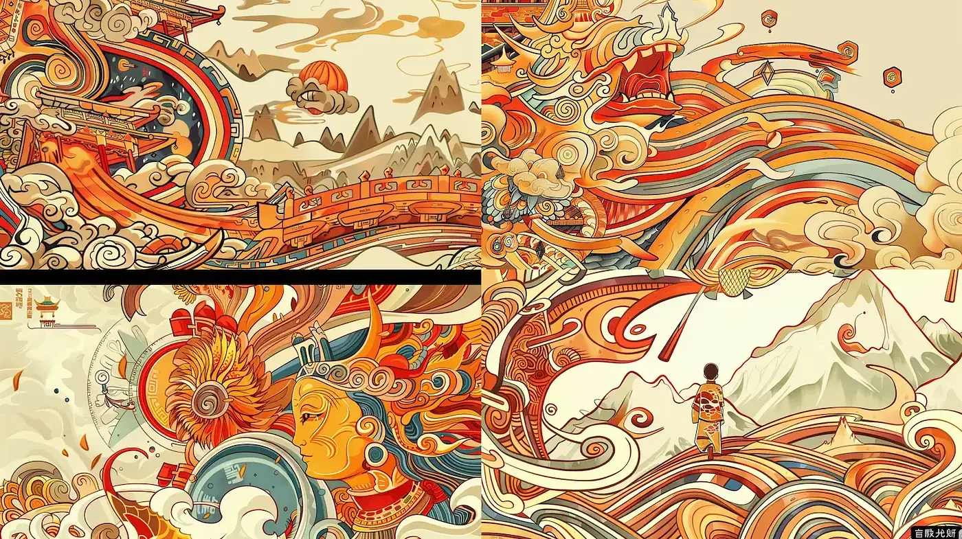 Ethereal Waves of Whimsy: A Fusion of Organic Swirls and Delicate Line Work - Midjourney sref style