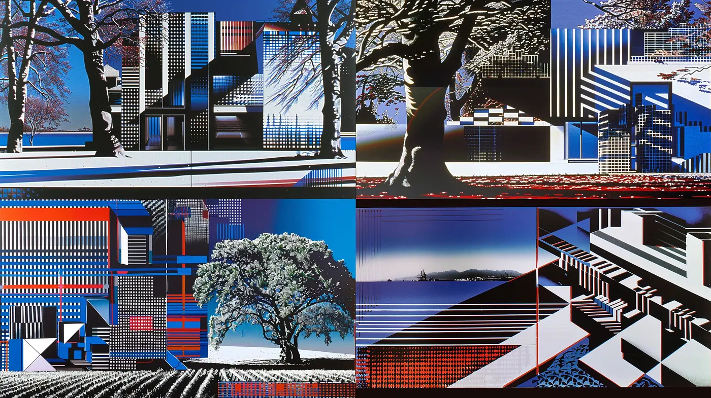 Futuristic Geometric Vibrancy: A Homage to Digital Precision and Colorful Abstraction - Midjourney sref style