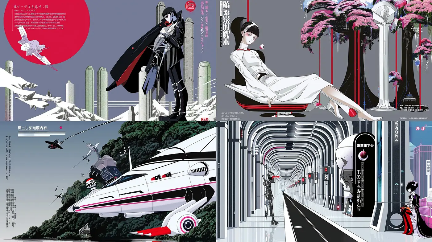 Futuristic Neo-Tokyo Aesthetic with Retro Manga Influence - Midjourney sref style