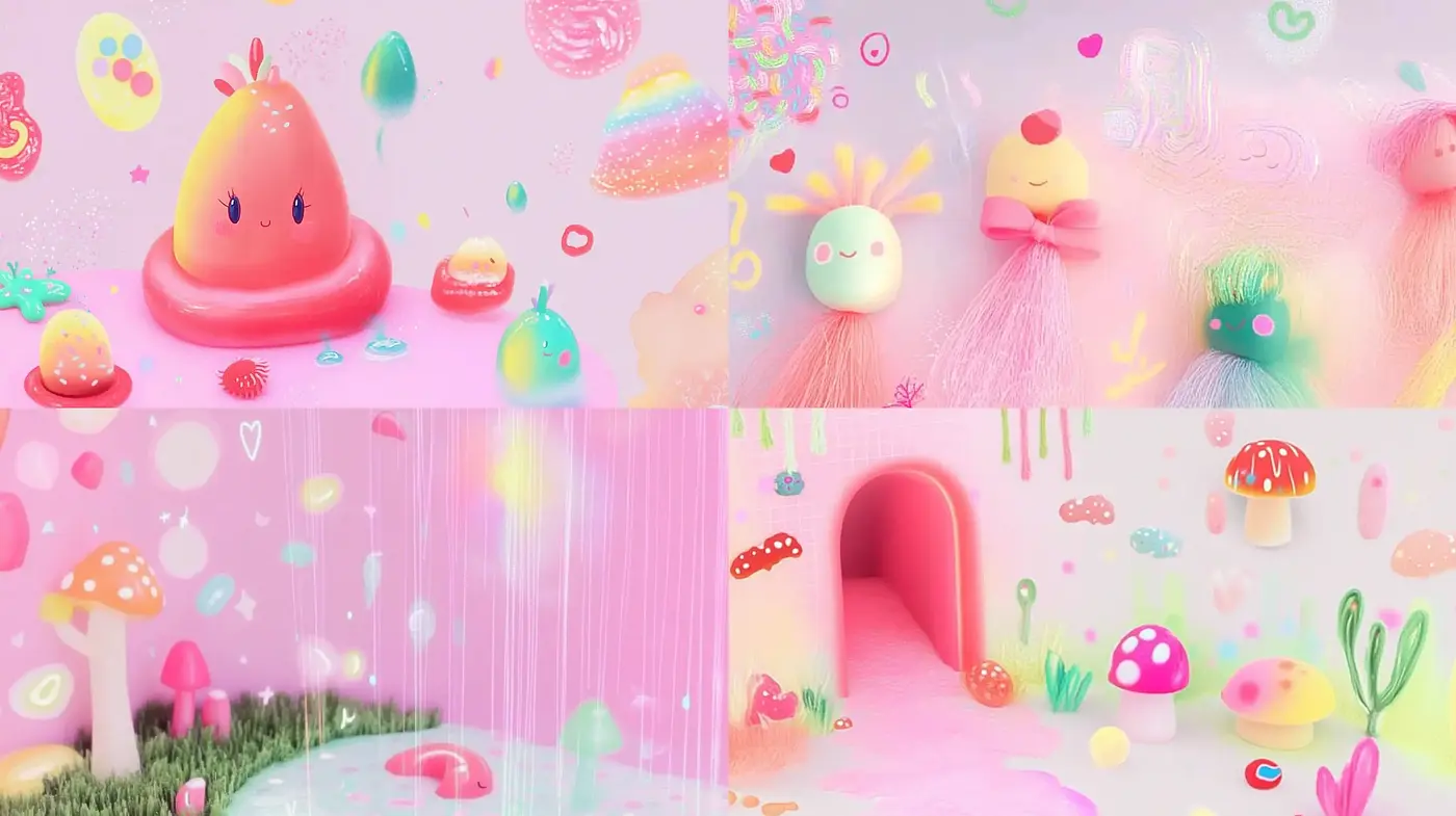Whimsical Pastel Dreamscape with Surrealist Overtones - Midjourney sref style
