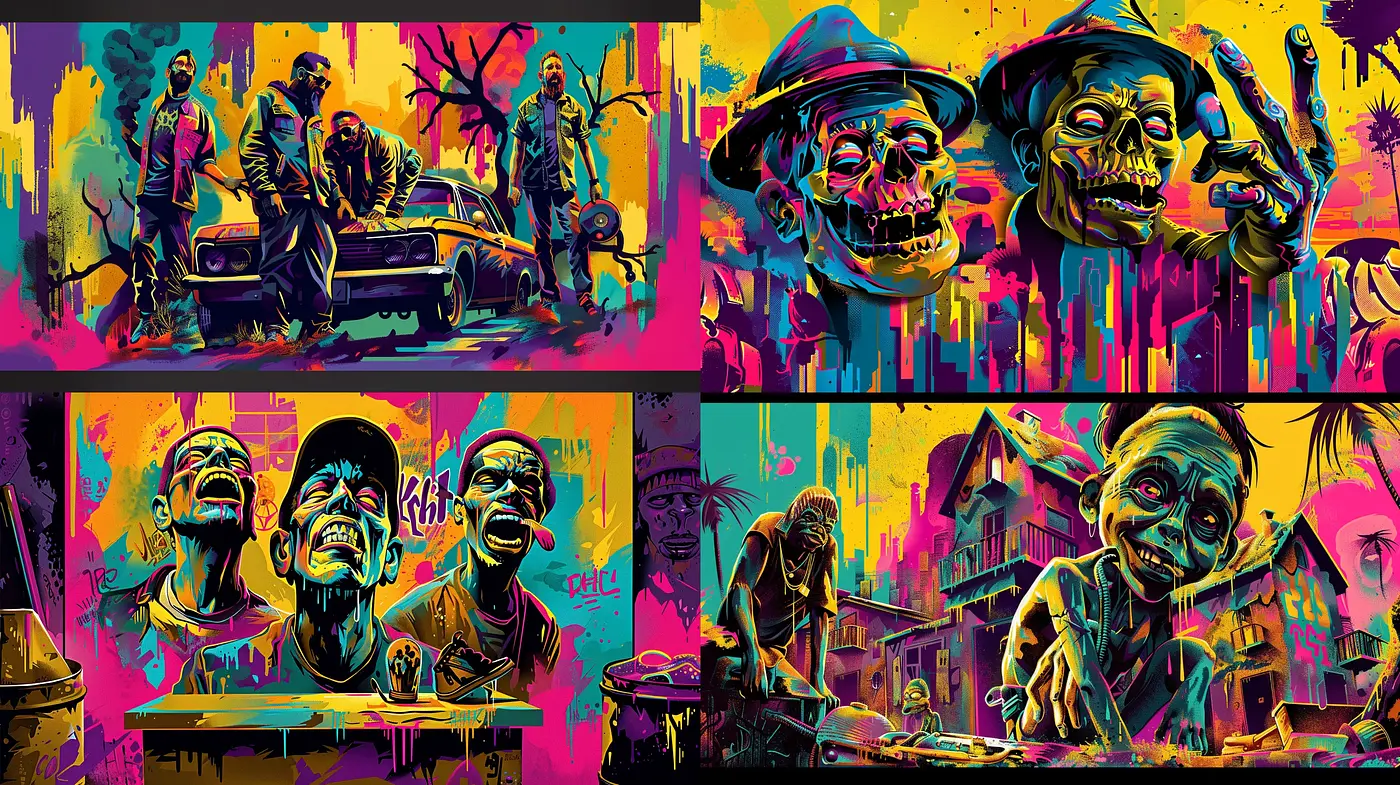 Psychedelic Vivacity: A Carnival of Otherworldly Hues and Grotesque Forms - Midjourney sref style