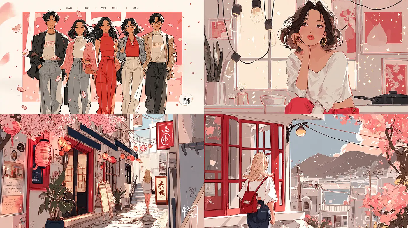 Charming and Modern Illustrations with a Soft Aesthetic - Midjourney sref style