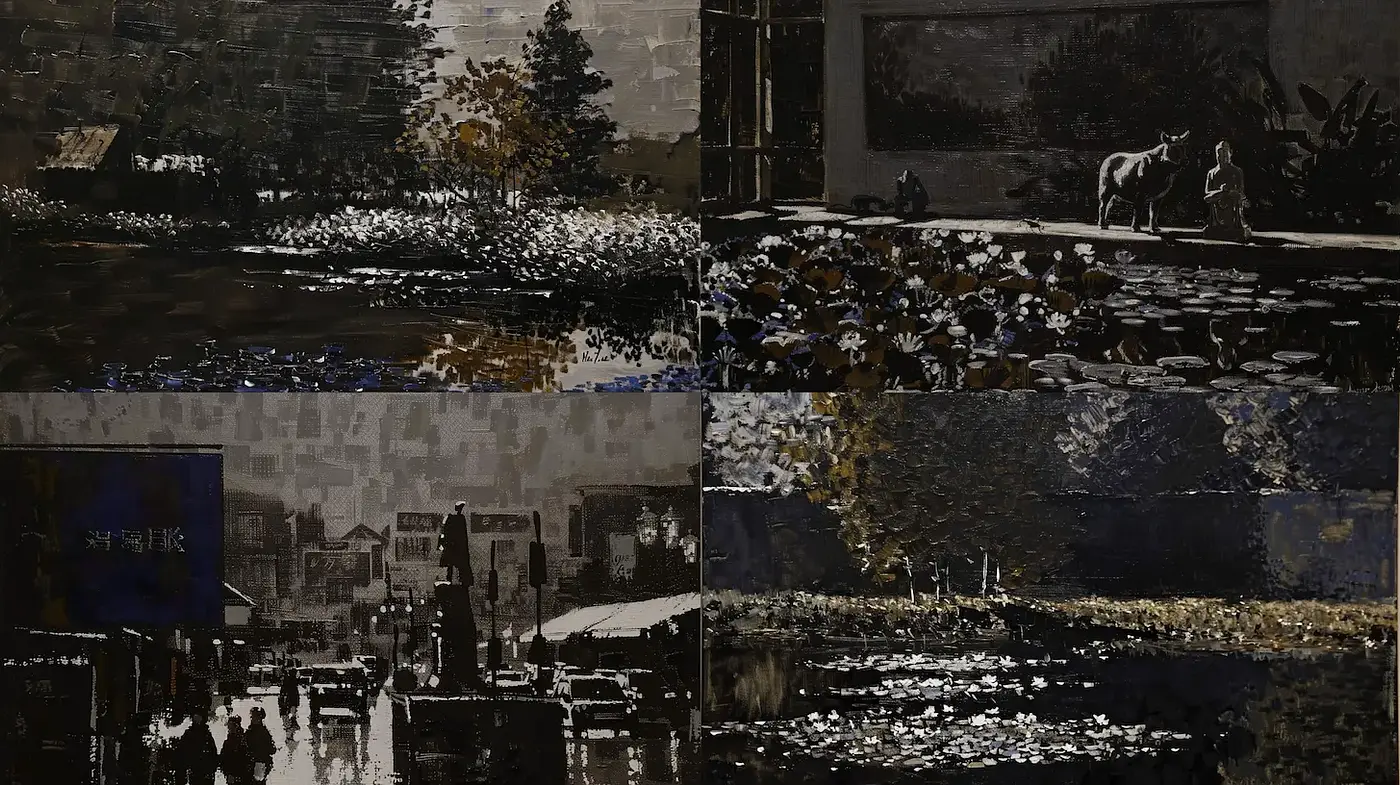 Moody Interplay of Light and Texture with a Contemporary Touch - Midjourney sref style