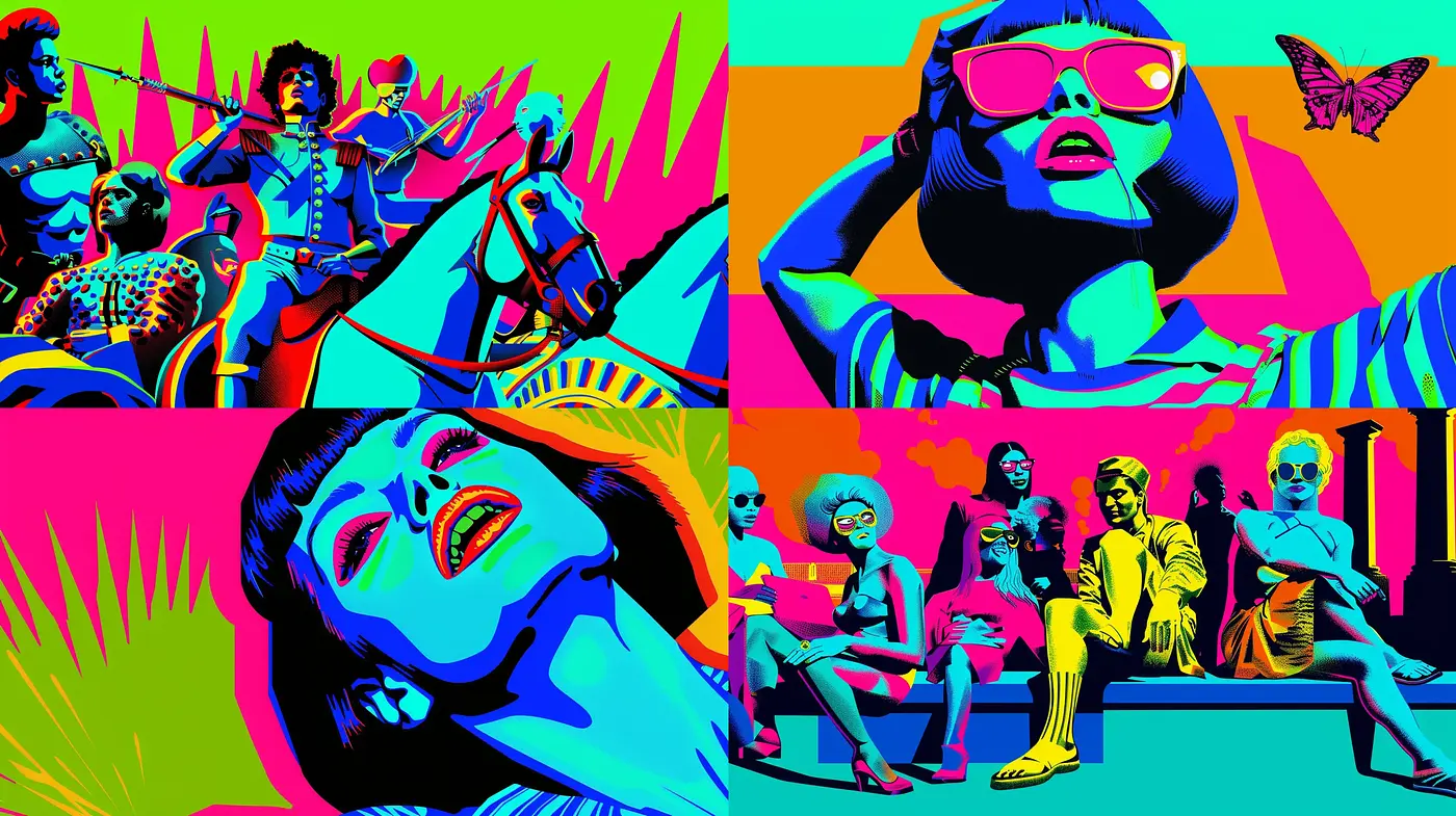 Vibrant Retro Pop Art Extravaganza - Midjourney sref style