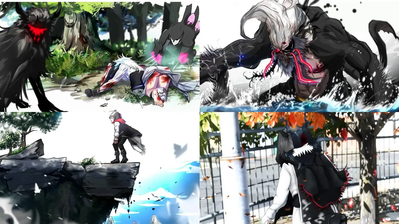 Dynamic Anime-Inspired Brushwork with a Dark Fantasy Undertone - Midjourney sref style