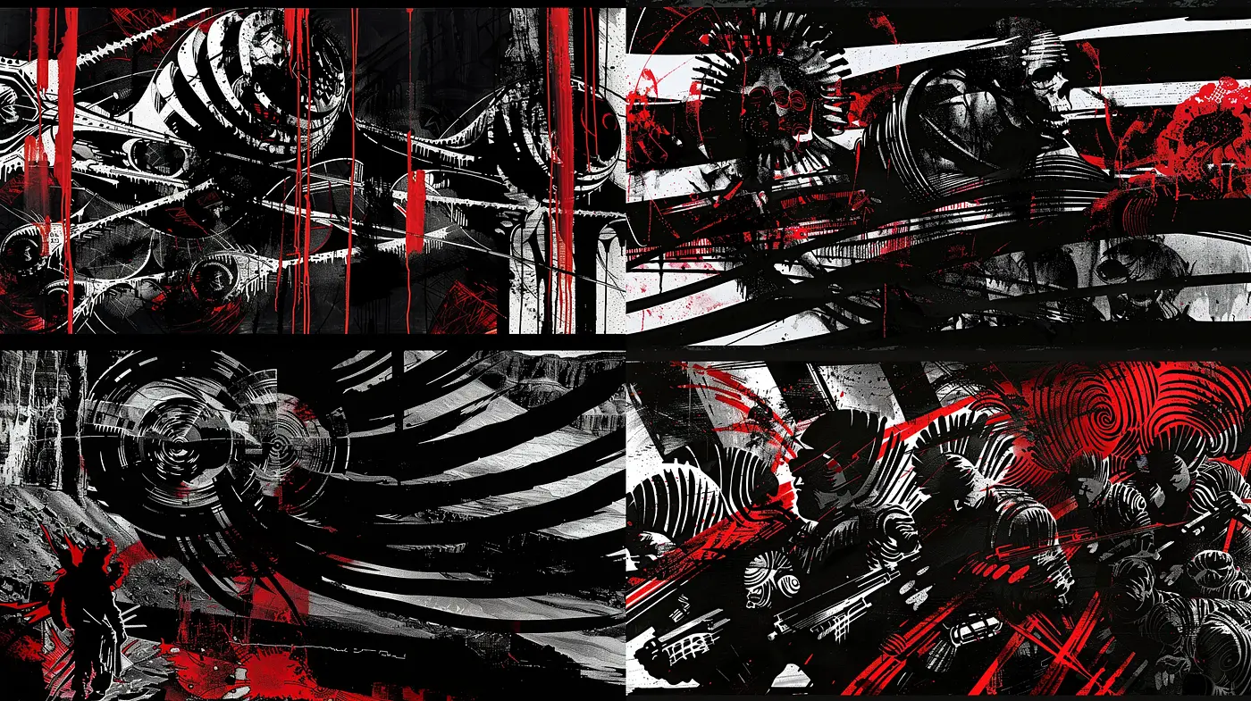 Abstract Intensity and Chromatic Contrast in Digital Expressionism - Midjourney sref style