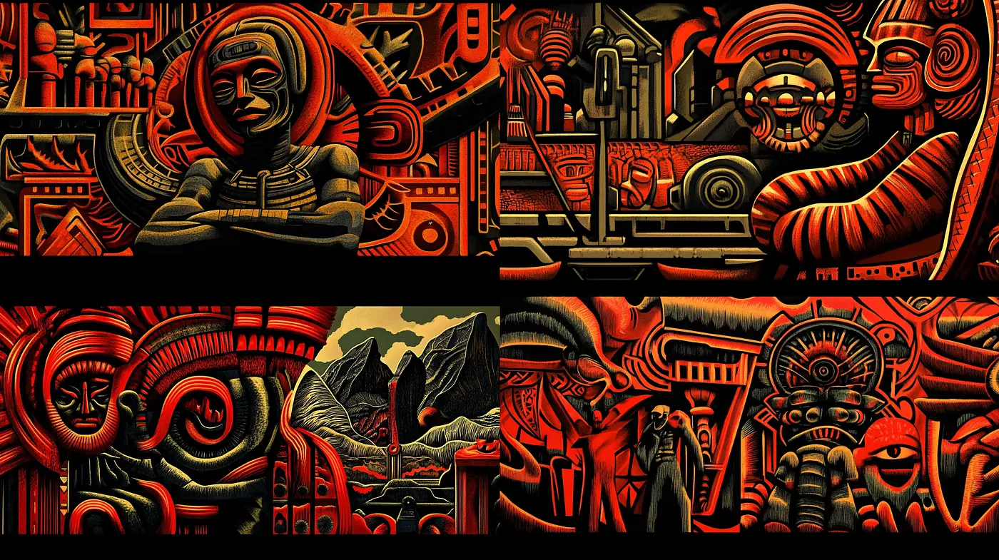 Tribal Futurism with a Dash of Art Deco - Midjourney sref style