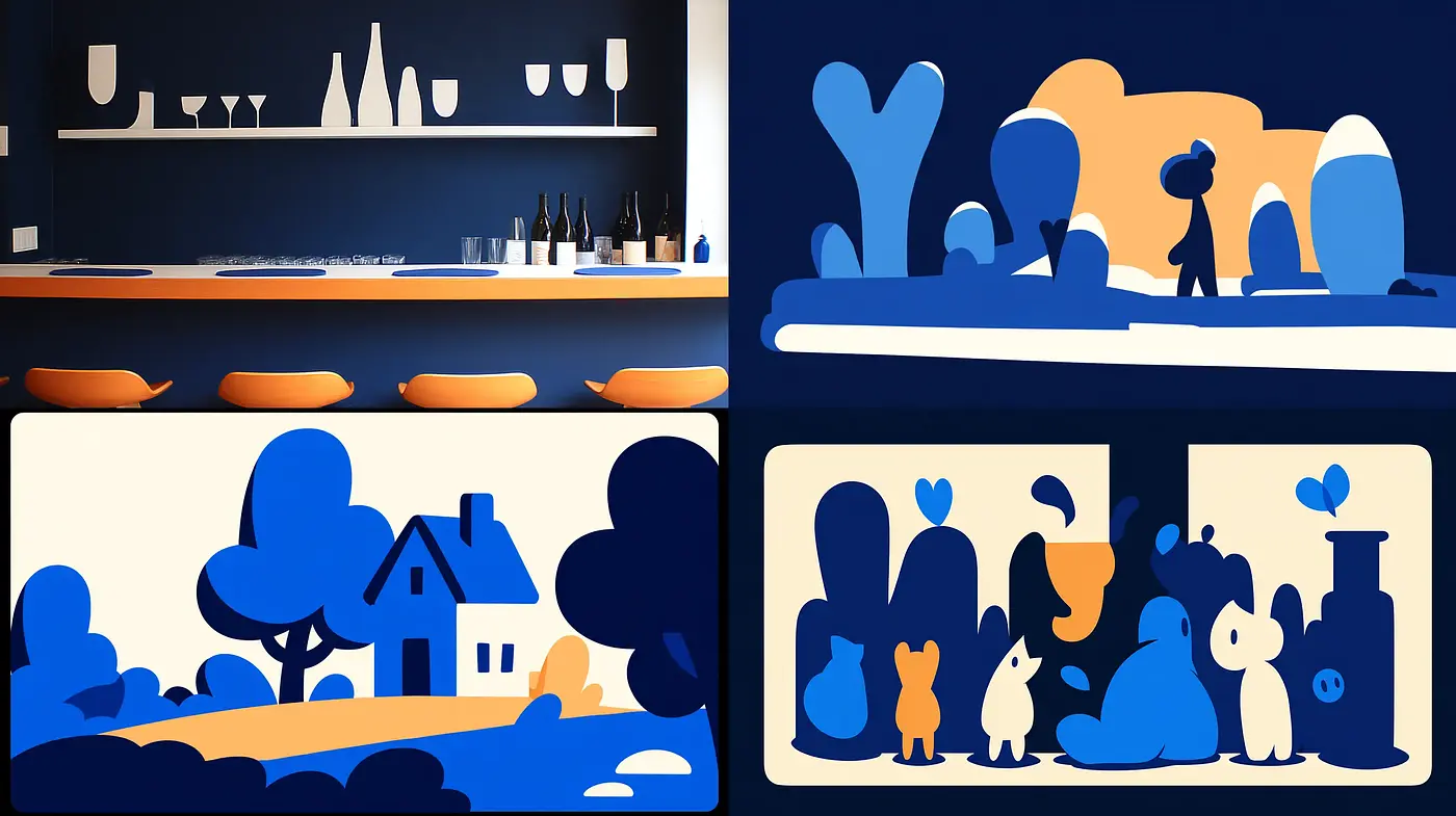 Consistent Visual Elements in a Cohesive Blue and White Aesthetic - Midjourney sref style