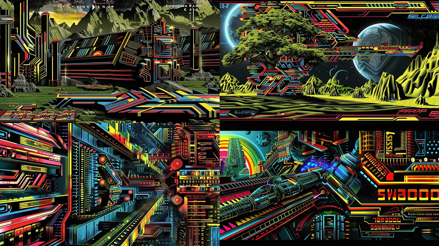 Futuristic Neon Utopia: A Vivid Tapestry of Cybernetic Dreams - Midjourney sref style