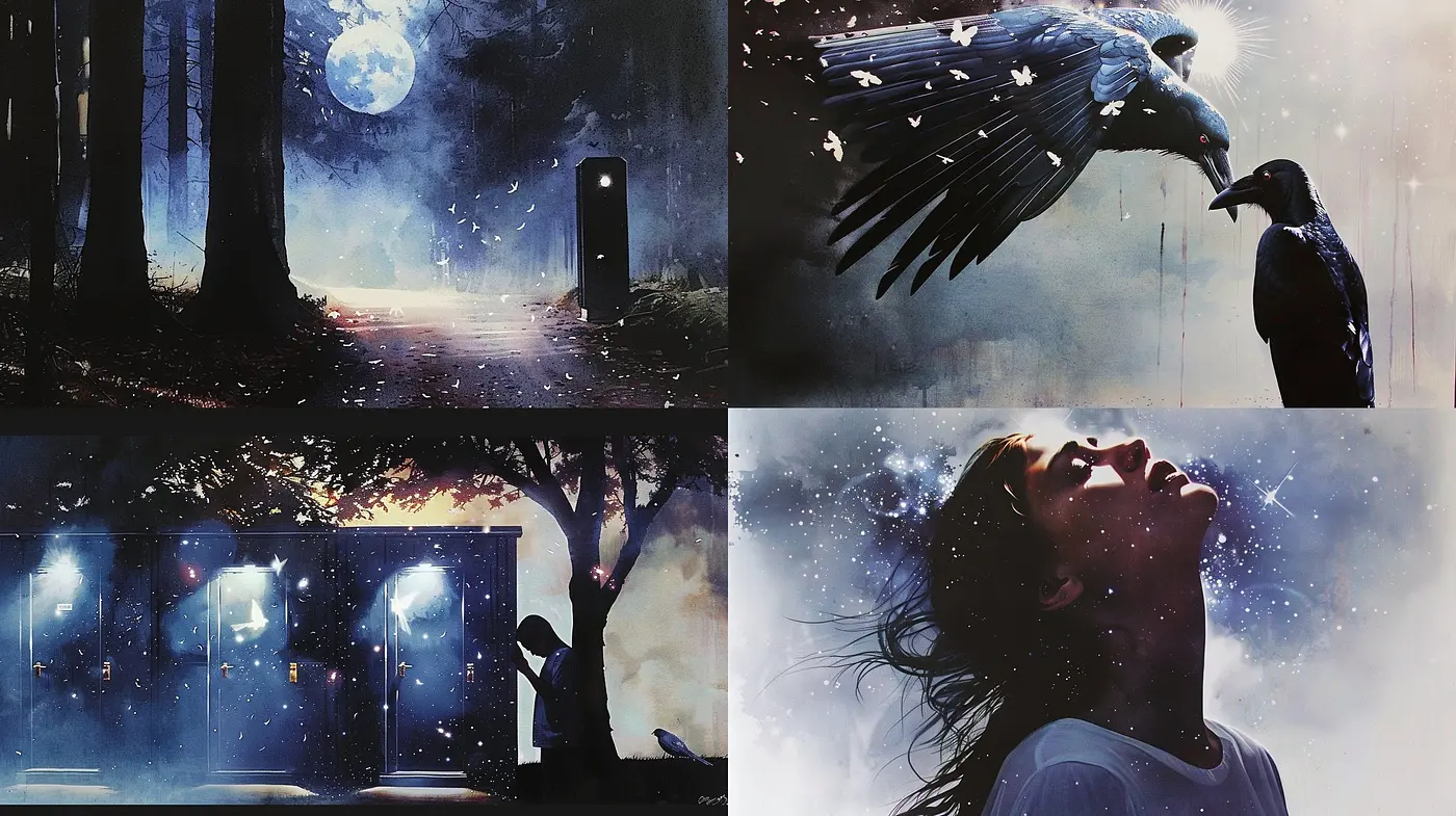 Ethereal Nocturnal Reverie: A Study in Luminous Dreamscapes and Starlit Textures - Midjourney sref style