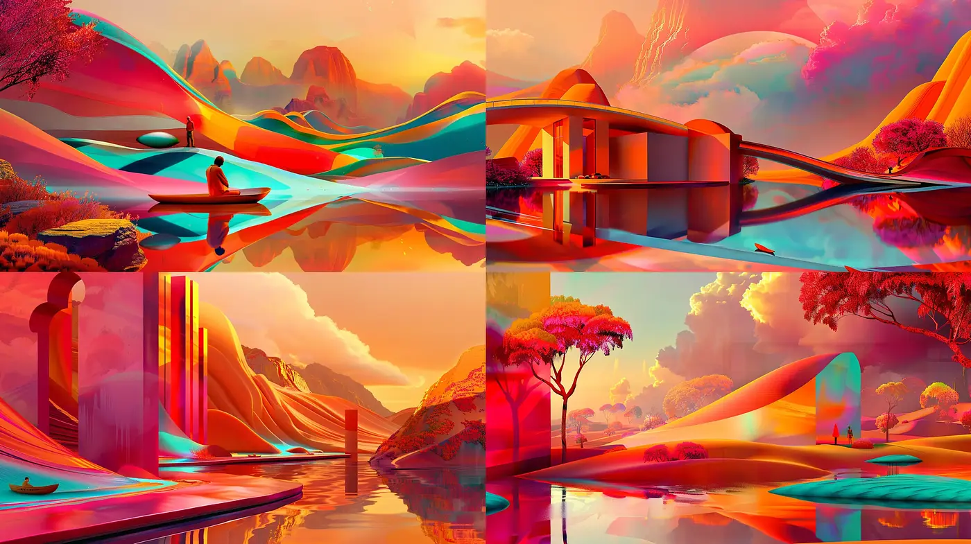 Surreal Chromatic Vistas: A Consistent Colorful Spectacle - Midjourney sref style