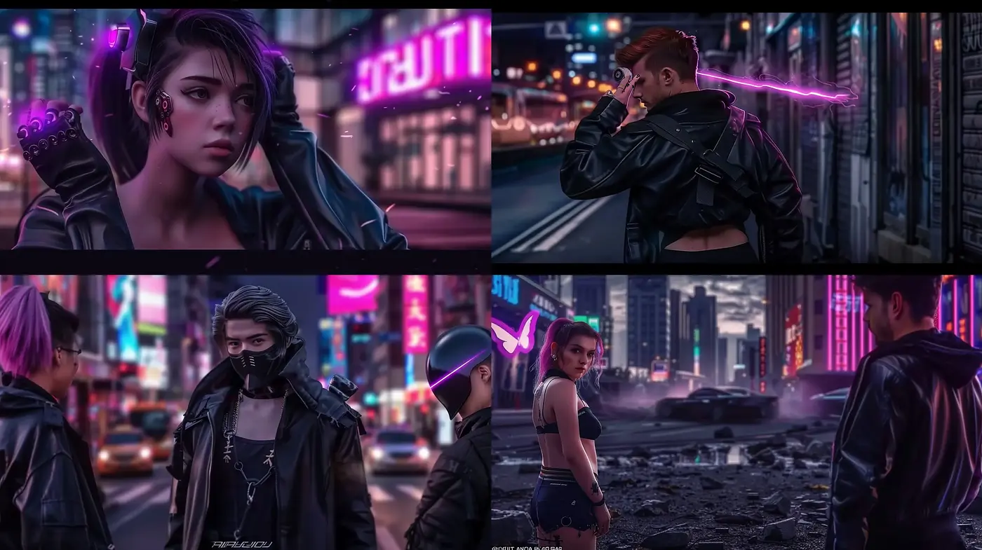 Neo-Noir Cyberpunk Visions: A Study in Neon and Shadow - Midjourney sref style