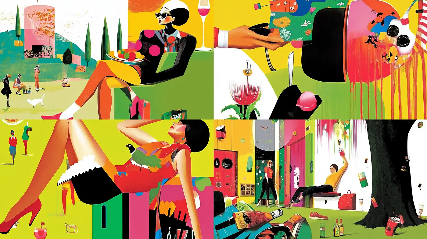 Vibrant Pop Art Fusion with Surreal Overtones - Midjourney sref style