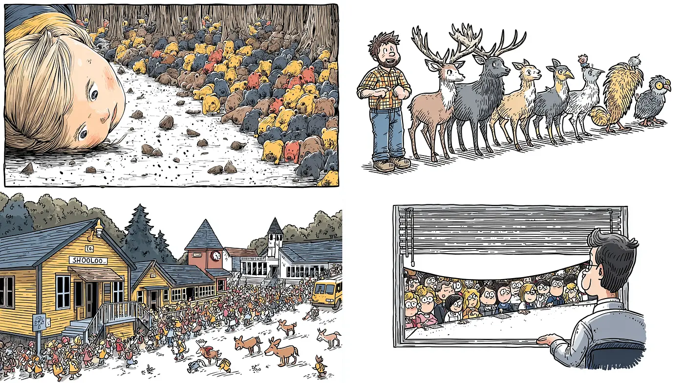 Playful and Whimsical Illustrated Scenes with a Touch of Nostalgia - Midjourney sref style