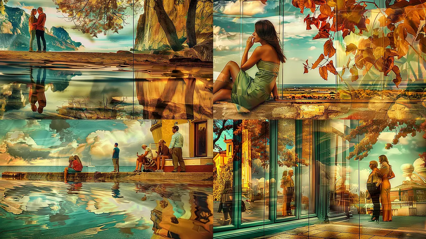 Autumnal Reflections in Hyperrealist Vignettes - Midjourney sref style